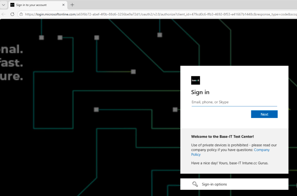 EFP Auth-Redirect: Browser wird zu Entra ID Authentifizierung weitergeleitet