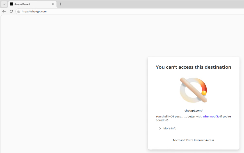 EIA EFP: User-spezifische Blockseite nach Authentifizierung
