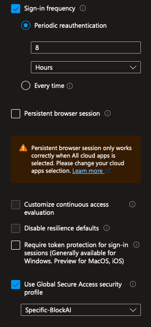 Conditional Access: EIA Security Profile zuweisen - Schritt 2