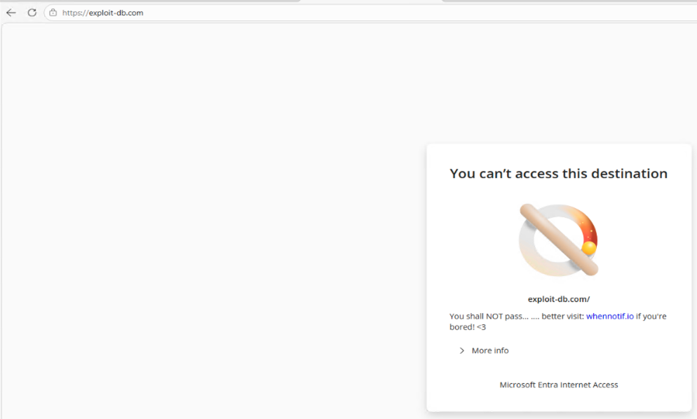 EIA EFP: Blockseite bei geblocktem Traffic durch Web Content Filter