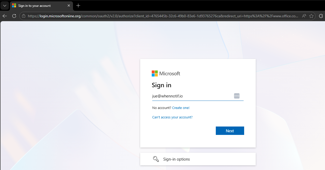 Ohne PhishGuard: Der User sieht eine perfekt imitierte Microsoft-Loginseite und merkt nichts.